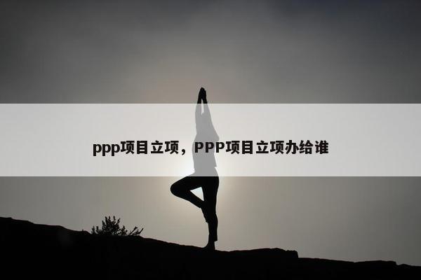 ppp项目立项，PPP项目立项办给谁